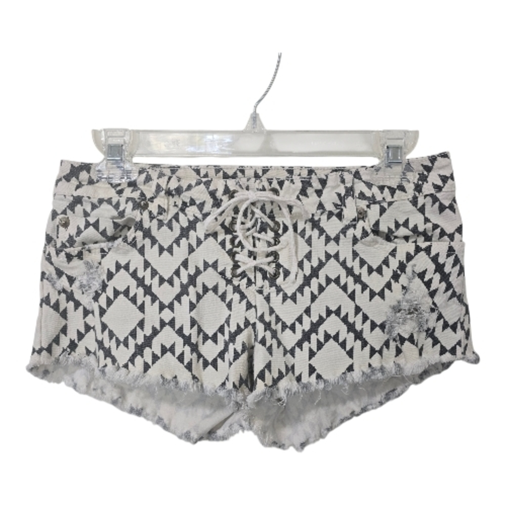 Billabong Lite Hearted Aztec Lace-Up Denim Shorts Sz 27 Festival Coastalcowgirl